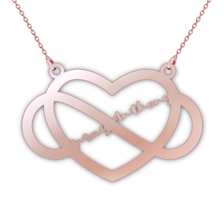 Personalized Double Name Heart 925 Sterling Silver Name Pendant Necklace