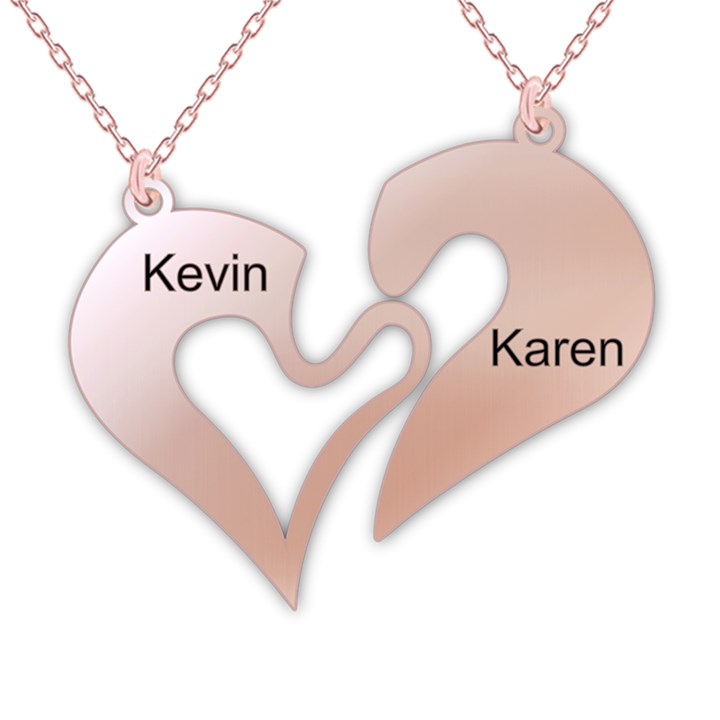 Personalized 2 Names Heart 925 Sterling Silver Name Pendant Necklace
