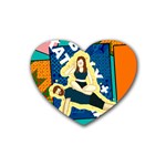 Colorful Couple Rubber Coaster (Heart) Front