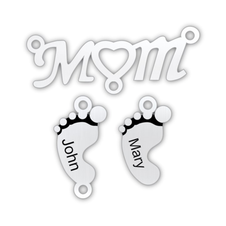Personalized 2 Baby Birth Mom Name 925 Sterling Silver Pendant Necklace