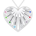 Personalized Name 8 Members Family Tree Heart Love 925 Sterling Silver Pendant Necklace Front