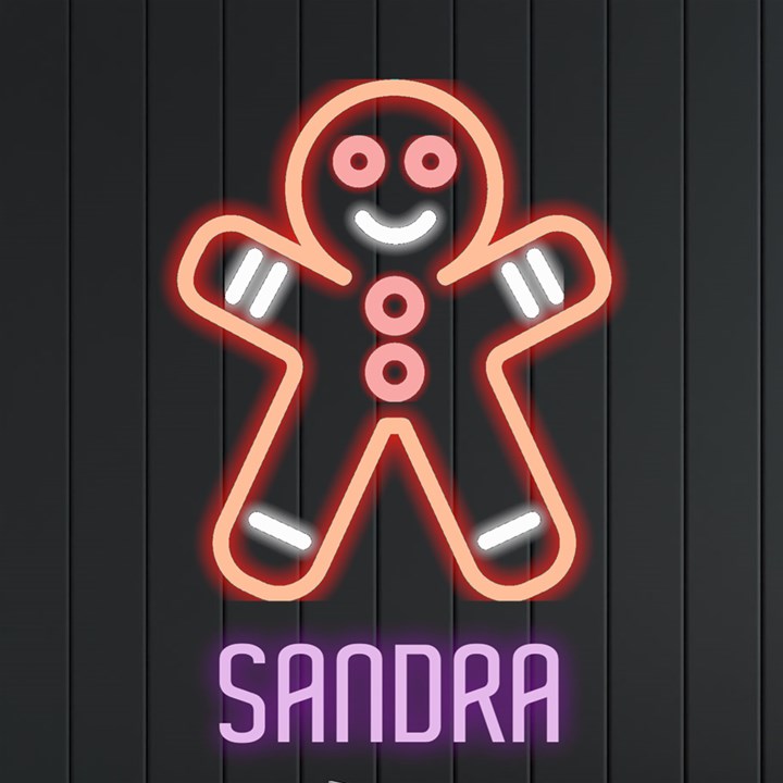 Personalized Xmas Gingerbread Man Name Neon Signs and Lights