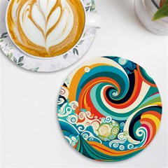 Wave Waves Ocean Sea Abstract Whimsical Uv Print Round Tile Coaster