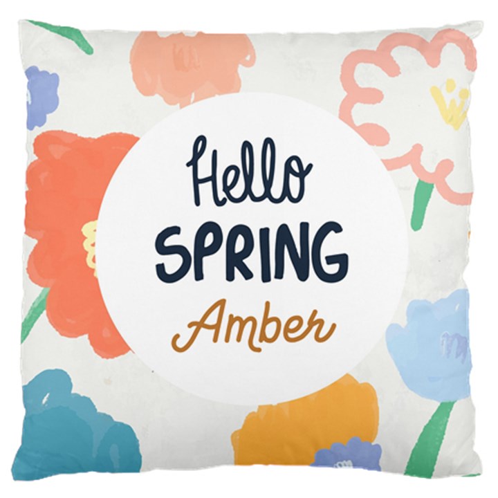 Personalized Spring Floral Pattern Name Large Cushion Case (One Side)