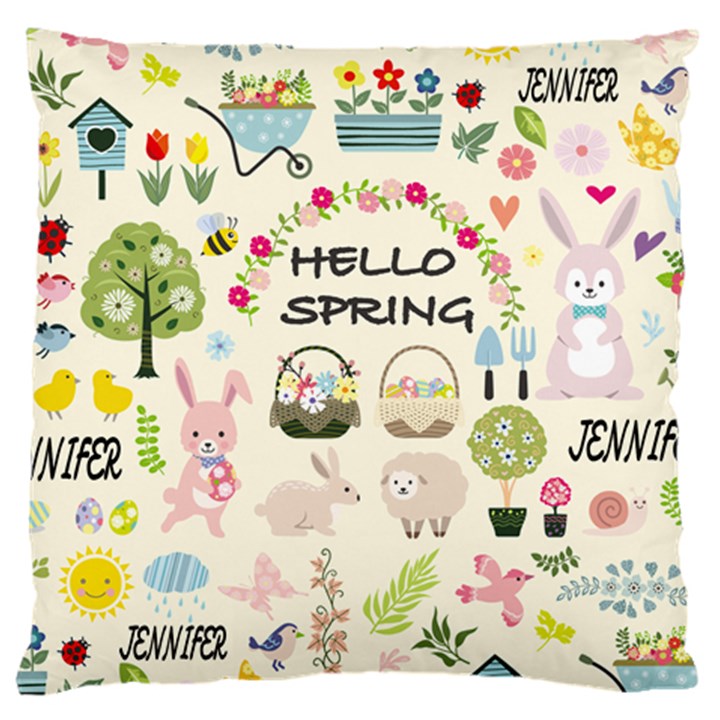 Personalized Spring Easter Rabbit Name Large Cushion Case (One Side)