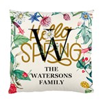 Personalized Spring Floral Initial Family Name Standard Cushion Case (One Side) Front