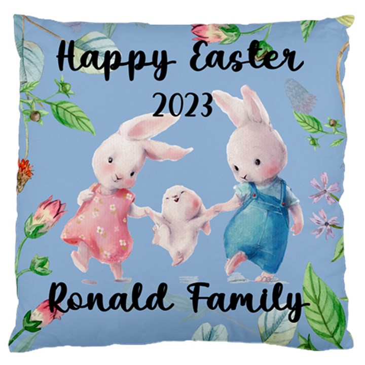 Personalized Easter Rabbit Bunny Family Name Large Cushion Case (One Side)