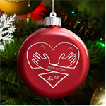 Heart Hug LED Glass Round Ornament Front