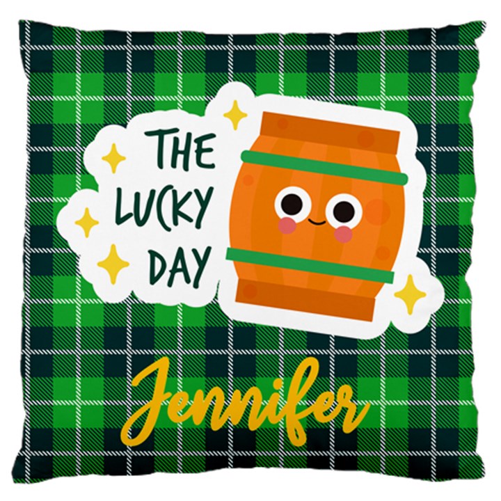 Personalized St Patricks Day character Name Large Cushion Case (One Side)