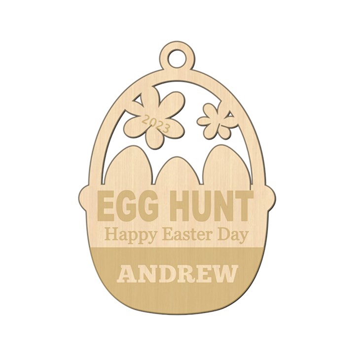 Personalized Name Easter Egg Backet Wood Ornament