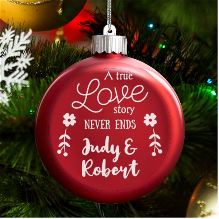 Personalized Couple love Name LED Glass Round Ornament