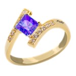Diamond 1 Name Square Ring 925 Sterling Silver Ring Front