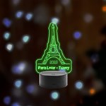 Personalized Name Eiffel Tower Remote LED Acrylic Message Display (Black Round Stand)  Front
