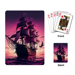 Ship Pirate Adventure Landscape Ocean Sun Heaven Playing Cards Single Design (rectangle)