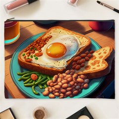 Ai Generated Breakfast Egg Beans Toast Plate Cosmetic Bag (xxxl)
