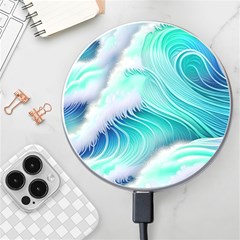 Stunning Pastel Blue Ocean Waves Wireless Fast Charger(white)