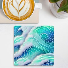 Stunning Pastel Blue Ocean Waves Uv Print Square Tile Coaster 