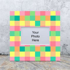 Checkerboard-pastel-squares- White Box Photo Frame 4  X 6 
