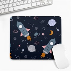 Space Background Illustration With Stars And Rocket Seamless Vector Pattern Large Mousepad