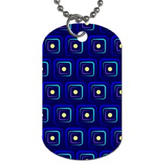 Blue Neon Squares - Modern Abstract Dog Tag (one Side)