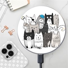 Cute Cat Hand Drawn Cartoon Style Wireless Fast Charger(white)
