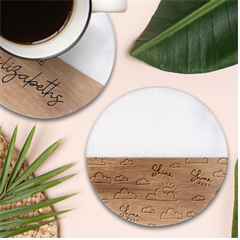 Sky-pattern Classic Marble Wood Coaster (round) 
