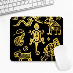 Mexican-culture-golden-tribal-icons Large Mousepad