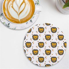 Lion Heads Pattern Design Doodle Uv Print Round Tile Coaster