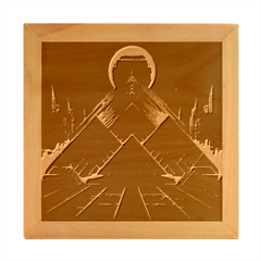 Synthwave City Retrowave Wave Wood Photo Frame Cube
