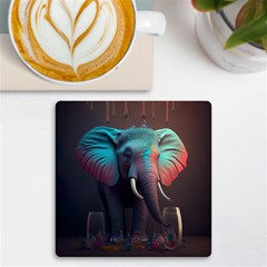 Elephant Tusks Trunk Wildlife Africa Uv Print Square Tile Coaster 