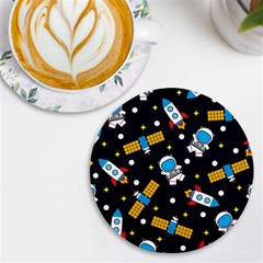 Seamless-adventure-space-vector-pattern-background Uv Print Round Tile Coaster