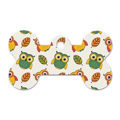 Background-with-owls-leaves-pattern Dog Tag Bone (one Side)