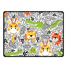 Seamless-pattern-with-wildlife-cartoon Fleece Blanket (small)