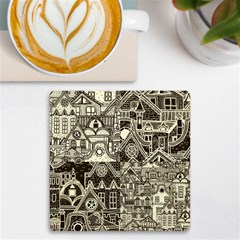 Four-hand-drawn-city-patterns Uv Print Square Tile Coaster 