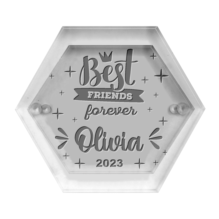 Personalized Best Friends Forever Name Hexagon Wood Jewelry Box