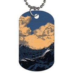Waves Aesthetic Ocean Retro Sea Vintage Dog Tag (one Side)