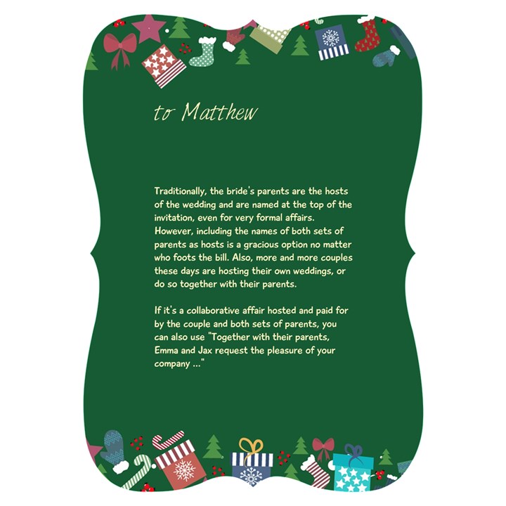 Christmas card Invitation Card 5  x 7  (Bracket)