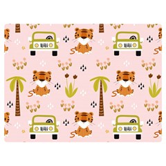 Cute Tiger Car Safari Seamless Pattern Two Sides Premium Plush Fleece Blanket (extra Small)