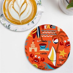 Seamless Pattern Vector Beach Holiday Theme Set Uv Print Round Tile Coaster