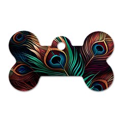 Peacock Feathers Nature Feather Pattern Dog Tag Bone (one Side)