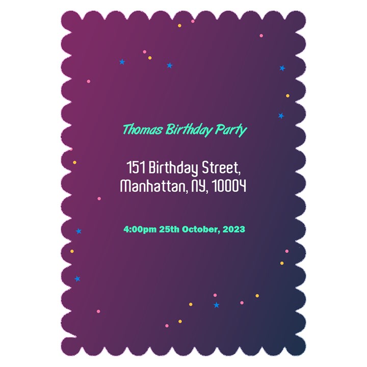 birthday Invitation Card 5  x 7  (Scallop)