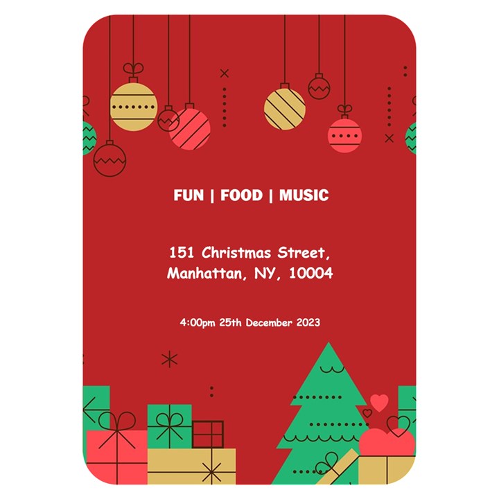 Xmas Invitation Card 5  x 7  (Rounded)