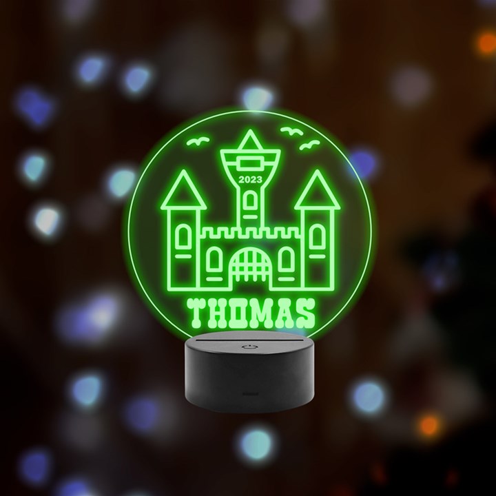 halloween Remote LED Acrylic Message Display (Black Round Stand) 