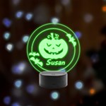 halloween Remote LED Acrylic Message Display (Black Round Stand)  Front