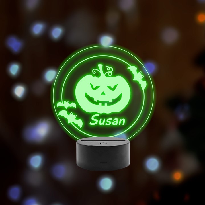 halloween Remote LED Acrylic Message Display (Black Round Stand) 