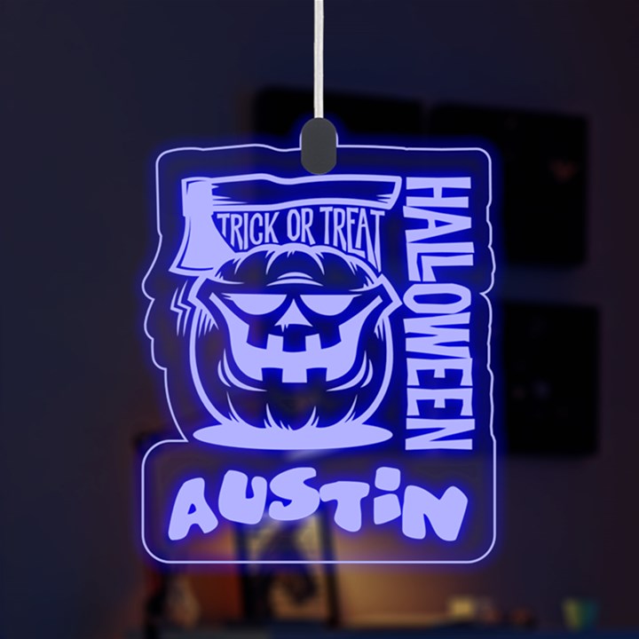 Personalized Halloween Pumpkin Trick or Treat Name LED Acrylic Ornament
