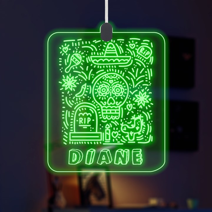 Personalized Halloween Finados Name LED Acrylic Ornament
