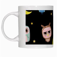 Cute-owl-doodles-with-moon-star-seamless-pattern White Mug