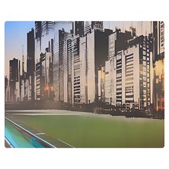 Building City Urban Path Road Skyline Premium Plush Fleece Blanket (medium)