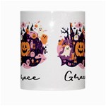 Personalized Halloween Pumpkin Ghost Illustration Name White Mug Center